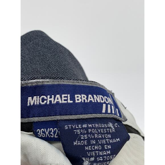 MICHAEL BRANDON Men's Navy Textured Slim-Leg Regular-Fit Pants SZ 36X32 - Picture 11 of 11